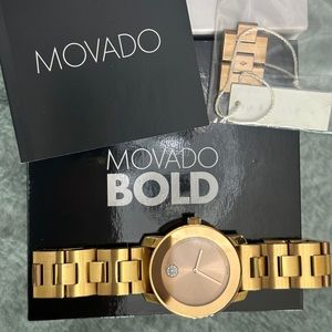 Ladies Authentic MOVADO BOLD collection gold color watch
